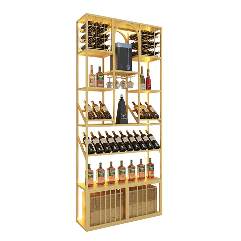 Glam Metal Wine Bottle Rack Floor Bottle Holder for Living Room