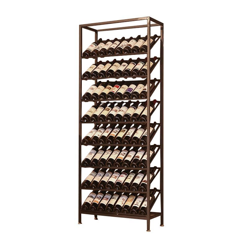 Freestanding Modern Bottle Wine Rack Black with Shelf Bottle Holder Metal