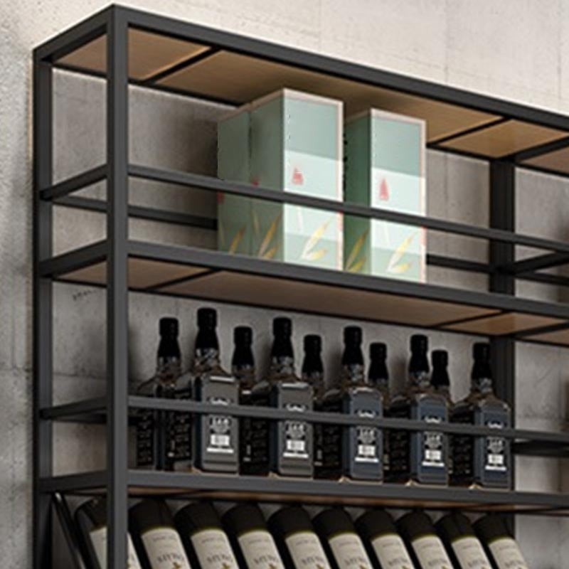 Freestanding Modern Bottle Wine Rack Black with Shelf Bottle Holder Metal