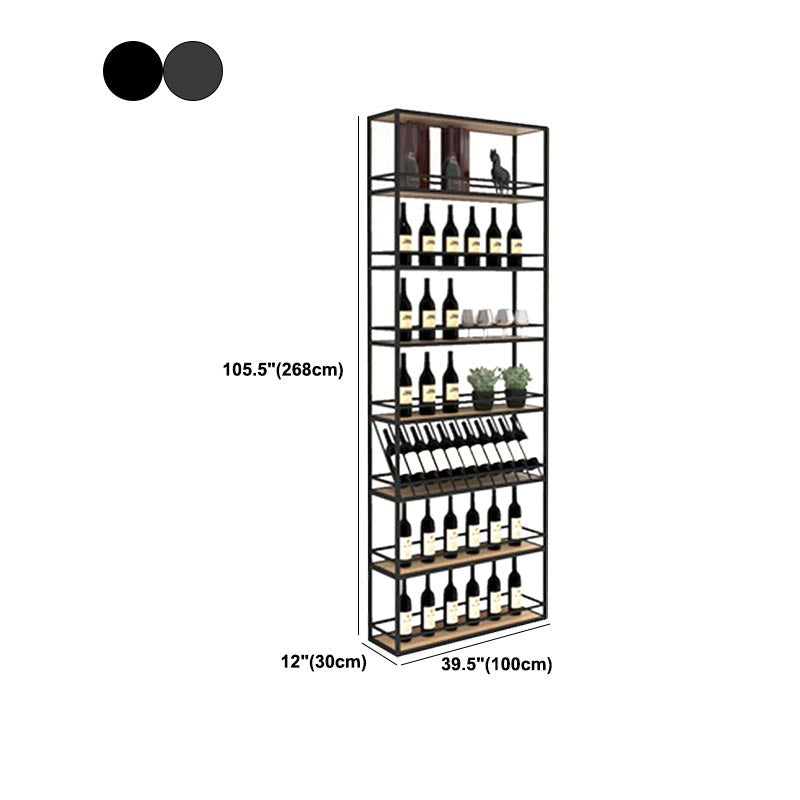 Freestanding Modern Bottle Wine Rack Black with Shelf Bottle Holder Metal