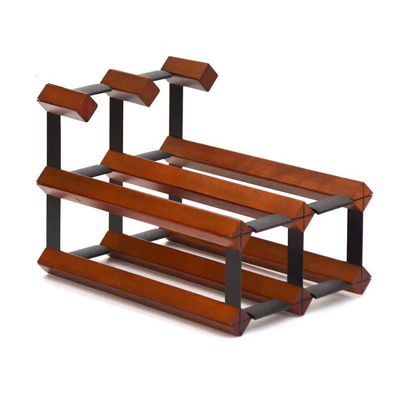 Industrial Tabletop Wine Holder Solid Wood Stackable Wine Rack