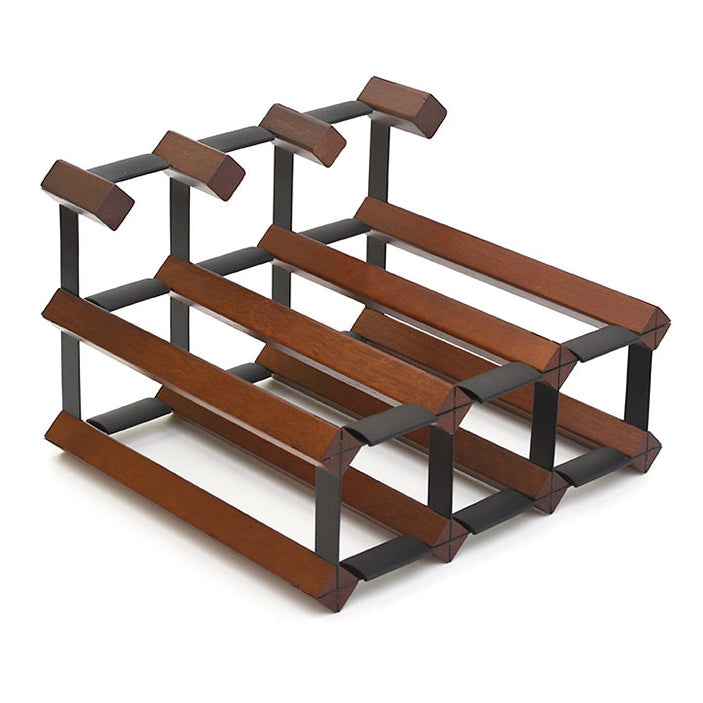 Industrial Tabletop Wine Holder Solid Wood Stackable Wine Rack