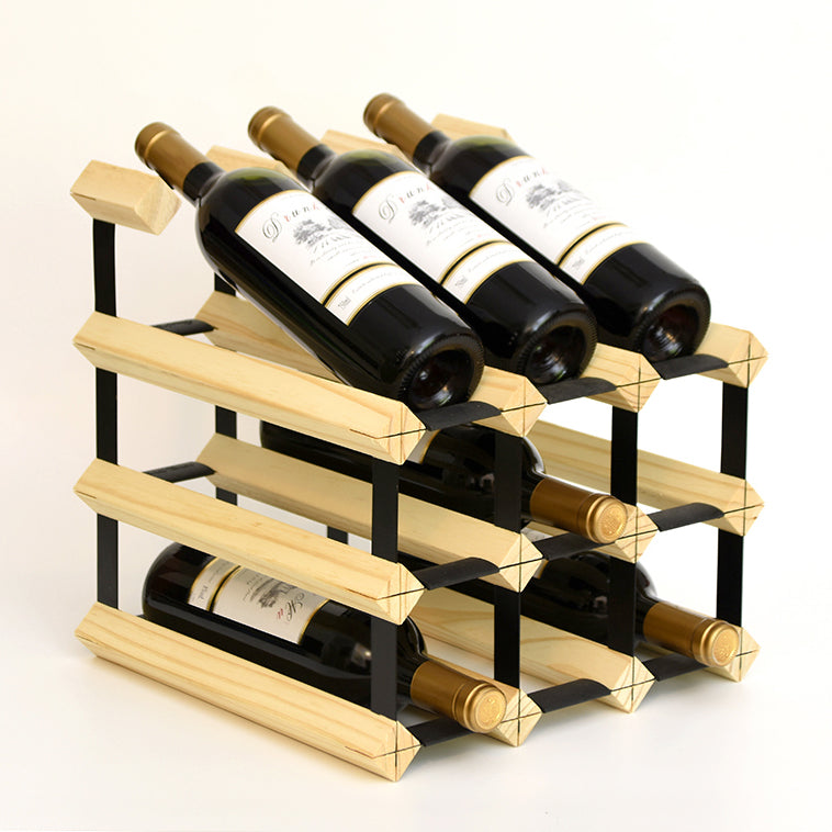 Industrial Tabletop Wine Holder Solid Wood Stackable Wine Rack