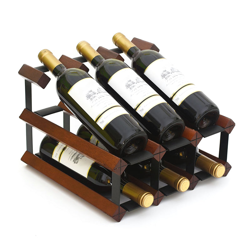 Industrial Tabletop Wine Holder Solid Wood Stackable Wine Rack