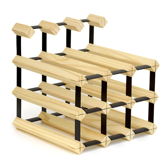 Industrial Tabletop Wine Holder Solid Wood Stackable Wine Rack