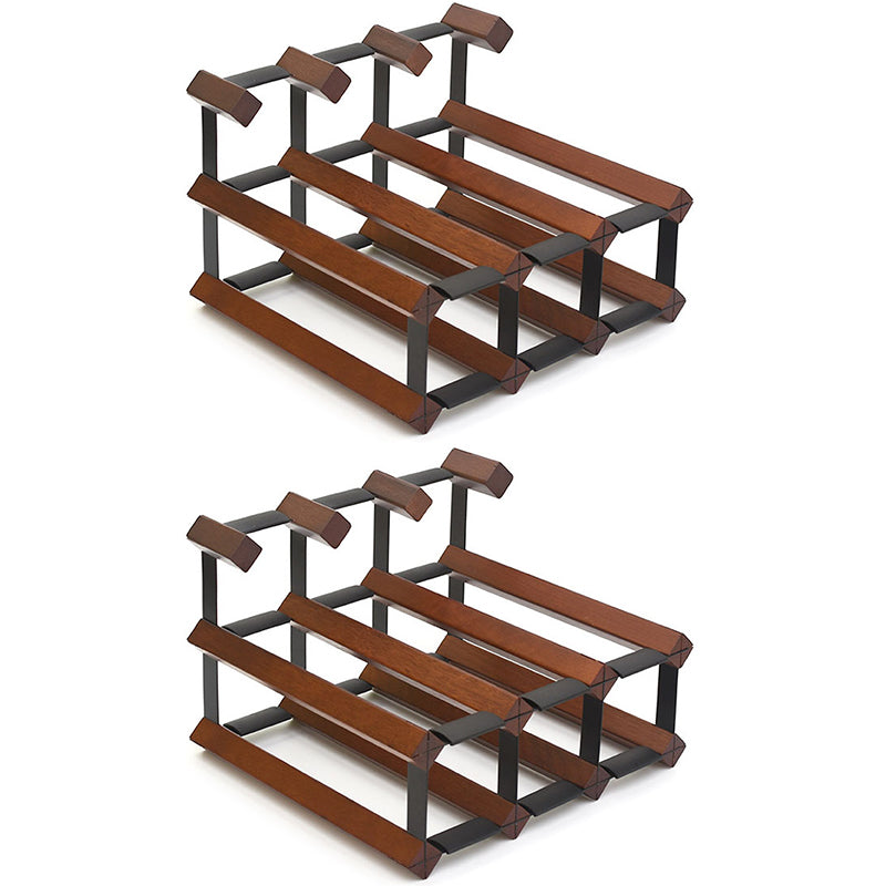 Industrial Tabletop Wine Holder Solid Wood Stackable Wine Rack