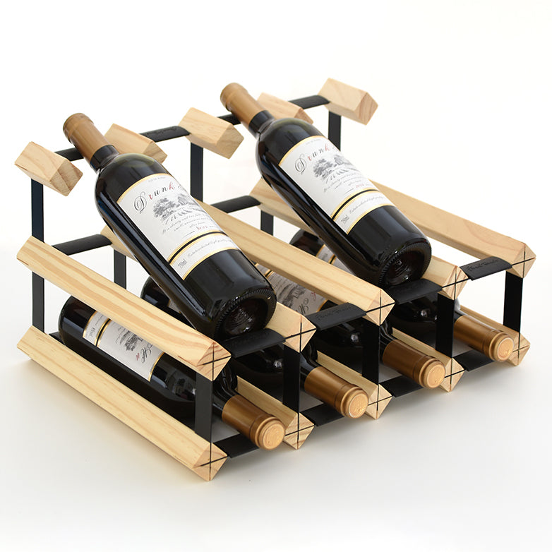 Industrial Tabletop Wine Holder Solid Wood Stackable Wine Rack