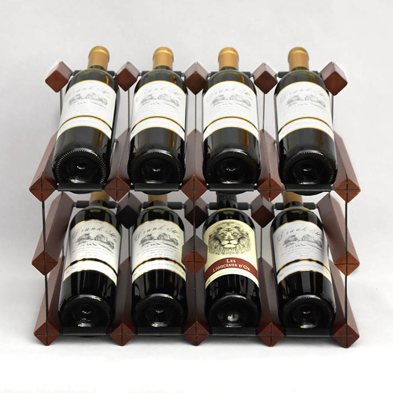 Industrial Tabletop Wine Holder Solid Wood Stackable Wine Rack