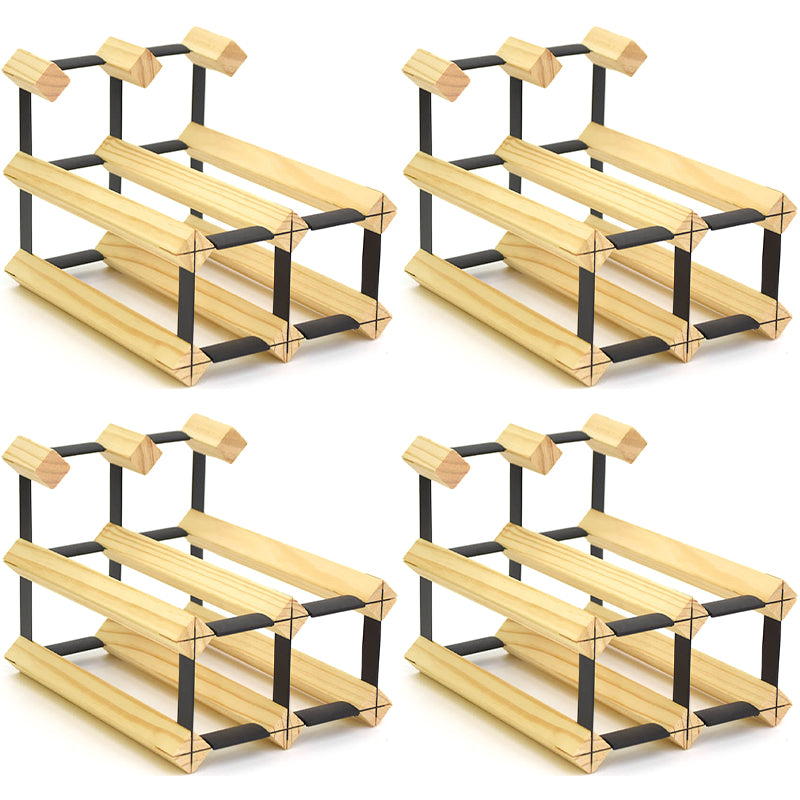 Industrial Tabletop Wine Holder Solid Wood Stackable Wine Rack