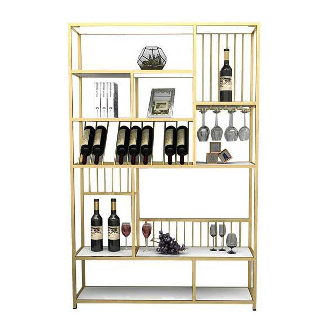 Iron Floor Wine Glass Stemware Rack Holder Modern Bottle Holder with Shelf