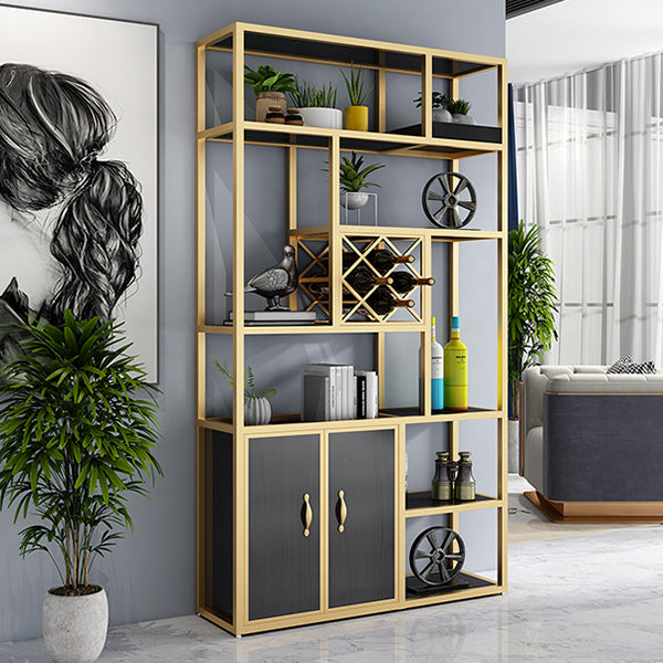 Luxury Floor Wine Glass Stemware Rack Holder Metal Wine Shelf in Gold