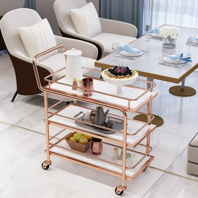33.86" High Modern Style Prep Table Rolling Metal Prep Table for Home