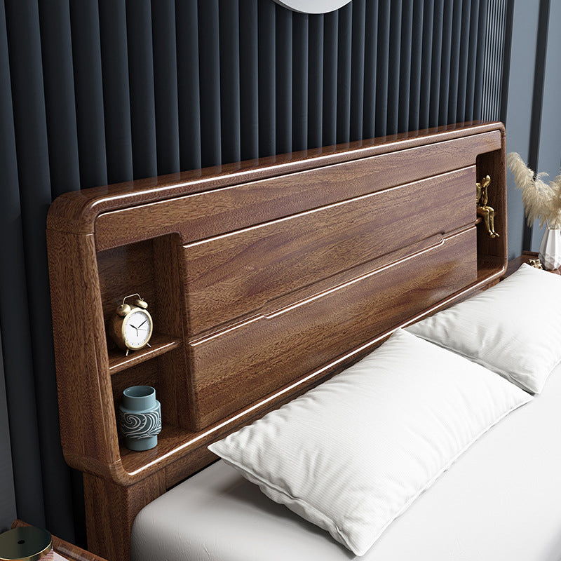 Scandinavian Solid Wood Storage with Headboard Rectangular Bed Frame