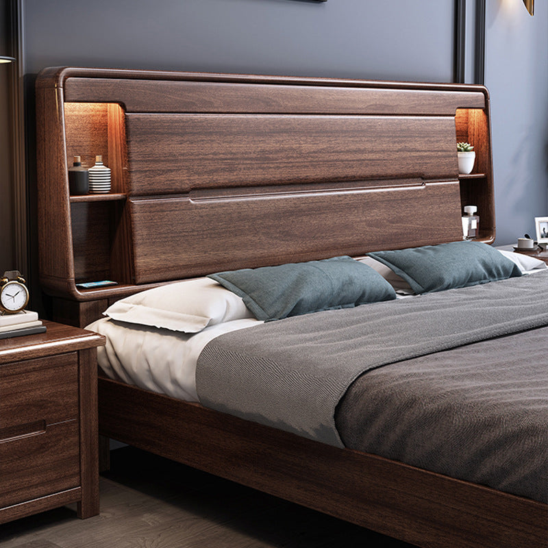 Scandinavian Solid Wood Storage with Headboard Rectangular Bed Frame