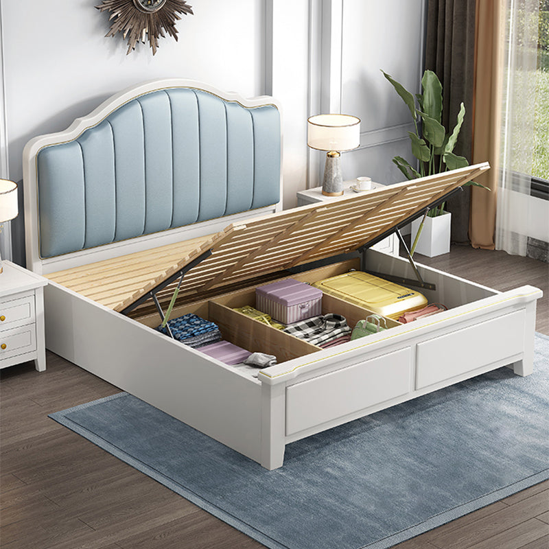 Glam wood Standard Bed Faux Leather Bed Frame with Headboard
