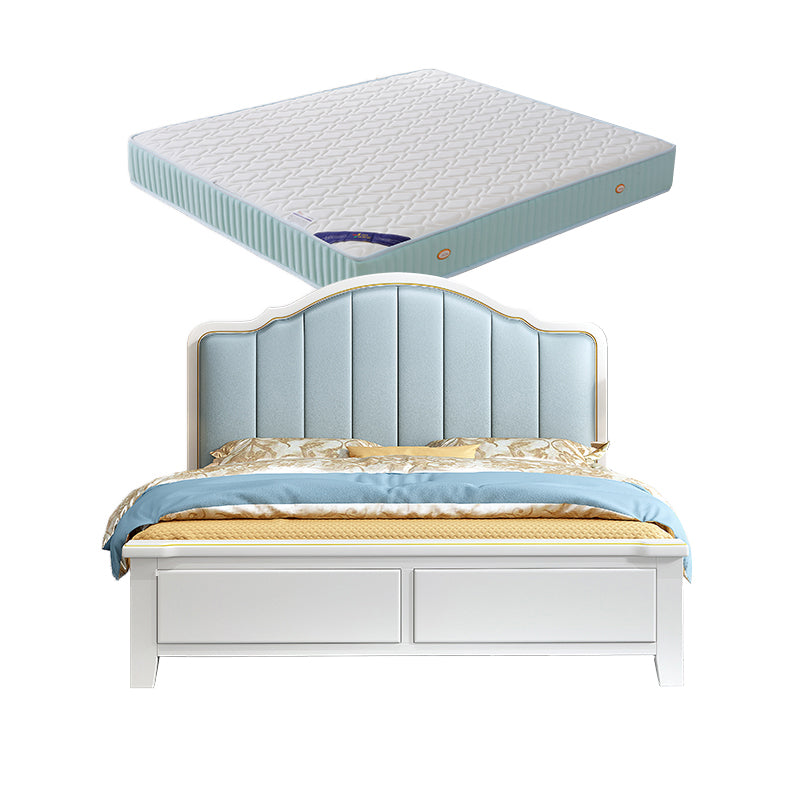 Glam wood Standard Bed Faux Leather Bed Frame with Headboard
