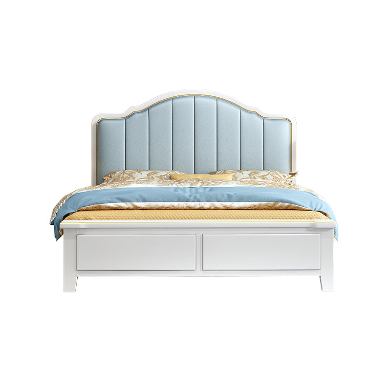 Glam wood Standard Bed Faux Leather Bed Frame with Headboard