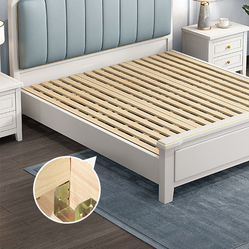 Glam wood Standard Bed Faux Leather Bed Frame with Headboard