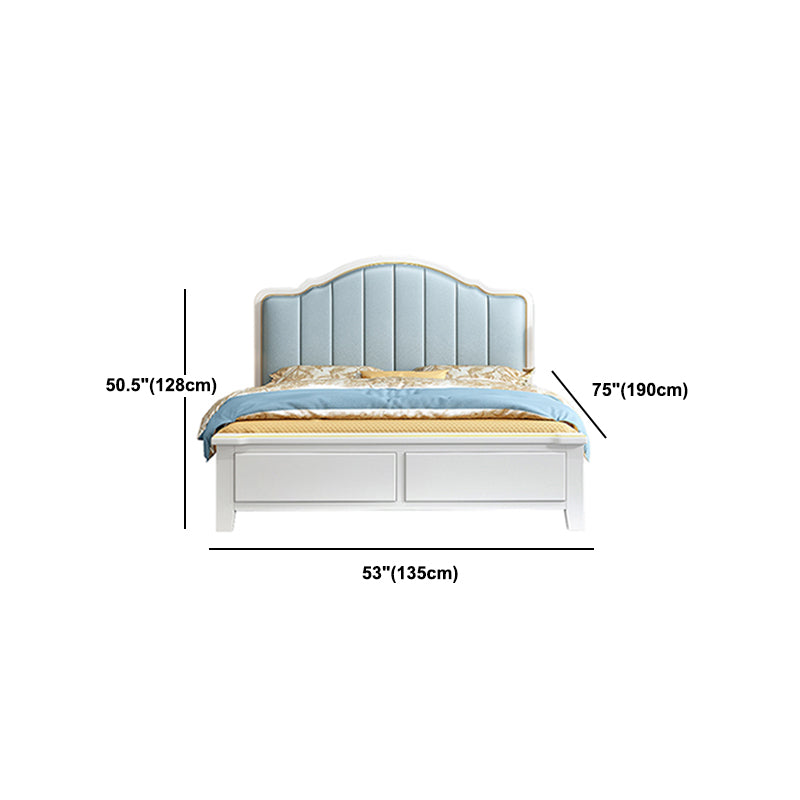 Glam wood Standard Bed Faux Leather Bed Frame with Headboard