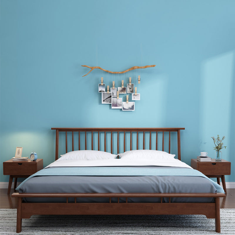 84.65 inch Wide Scandinavian Bed Frame Solid Wood Bed with Headboard