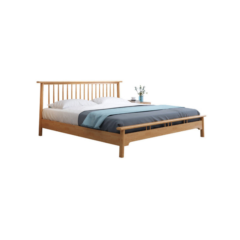 84.65 inch Wide Scandinavian Bed Frame Solid Wood Bed with Headboard