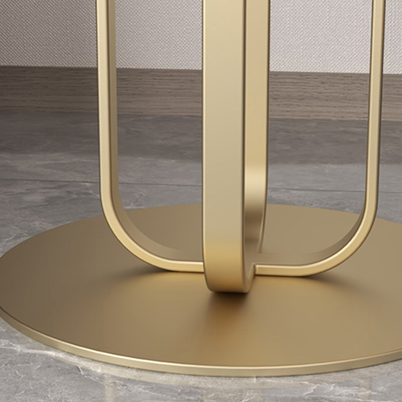 Modern Round Slate Top Side Table 21.65" Tall Metal Pedestal End Table