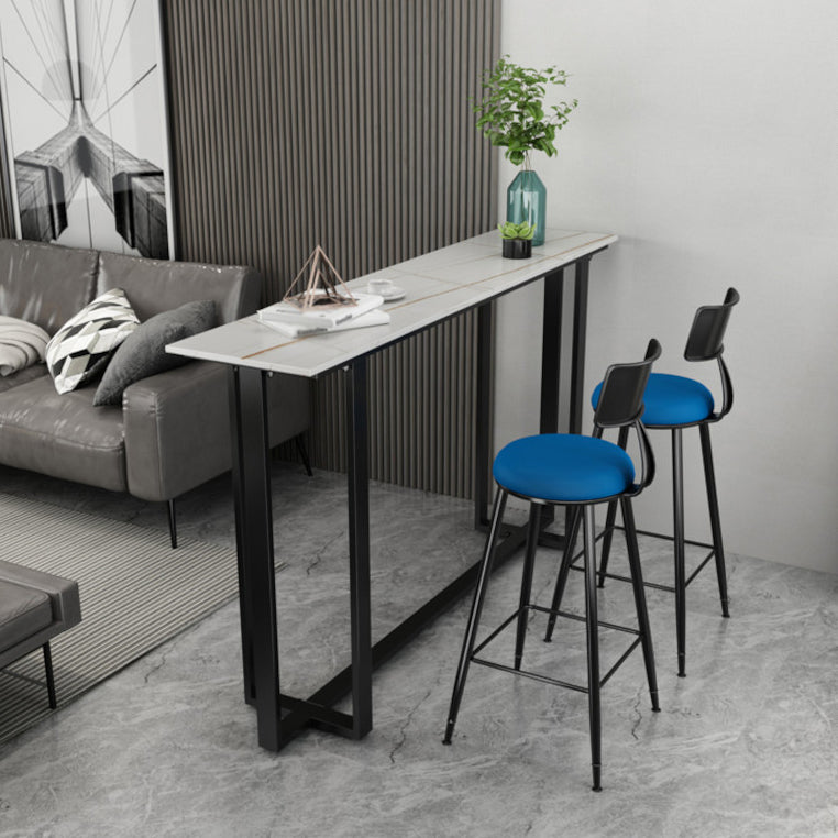 Industrial Sintered Stone Bar Table Black and Metal Base Bar Table