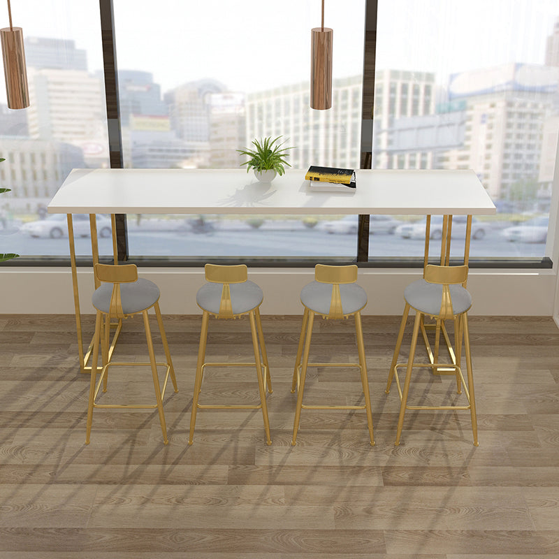 Glam Style Rectangle Bar Table Solid Wood Sled Base Bar Dining Table