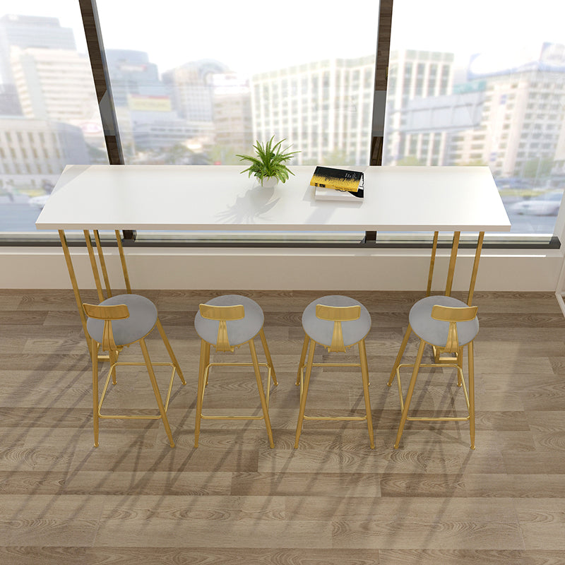 Glam Style Rectangle Bar Table Solid Wood Sled Base Bar Dining Table