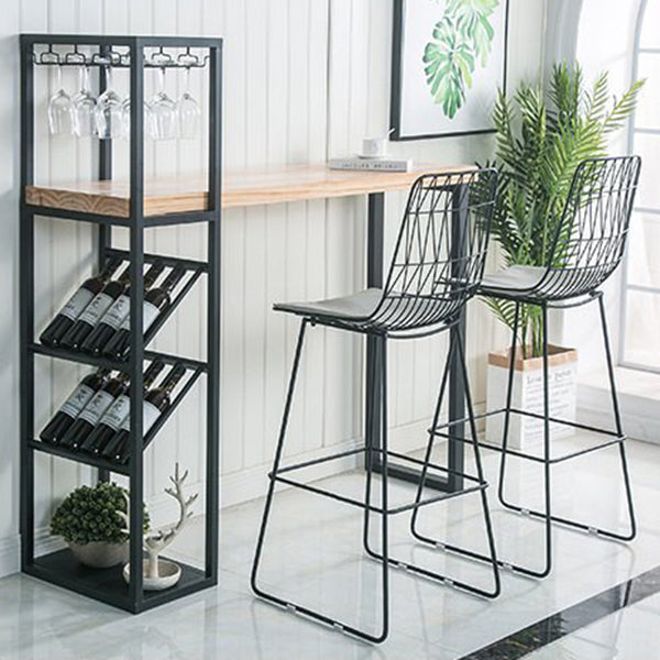 Bar Height Pub Table Glam Rectangle Solid Wood Bar Table with Storage