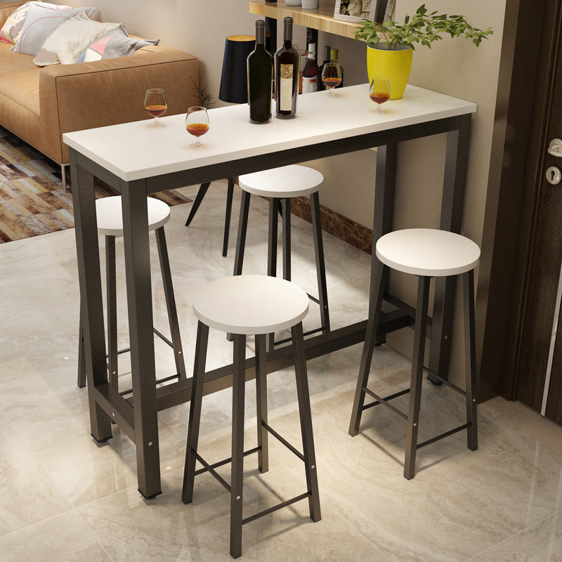 Modern Style Rectangle Bar Table Wood Bistro Bar Desk with Trestle Base