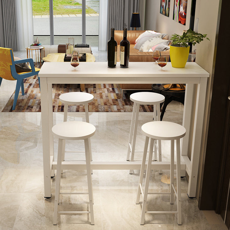 Modern Style Rectangle Bar Table Wood Bistro Bar Desk with Trestle Base