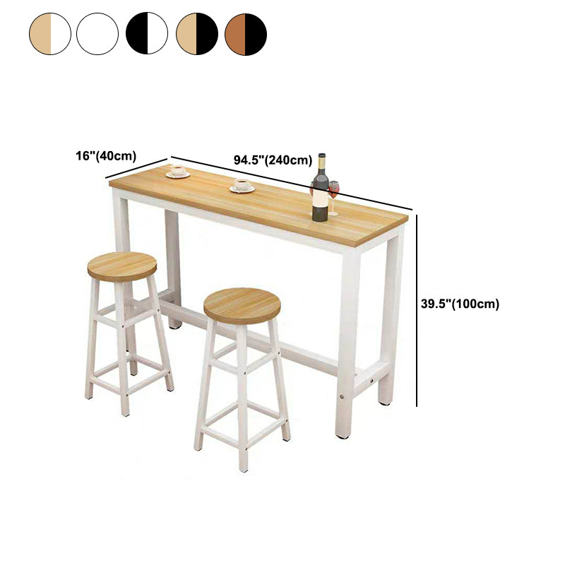 Modern Style Rectangle Bar Table Wood Bistro Bar Desk with Trestle Base