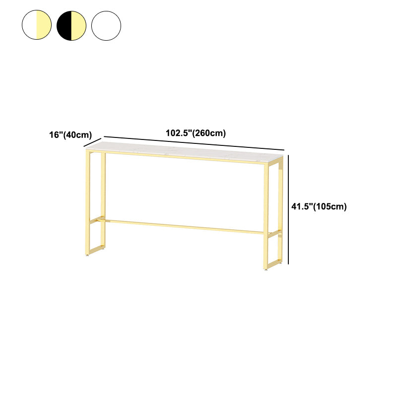 Metal Base Pub Table Glam Rectangle Bar Height Bar Table for Indoor