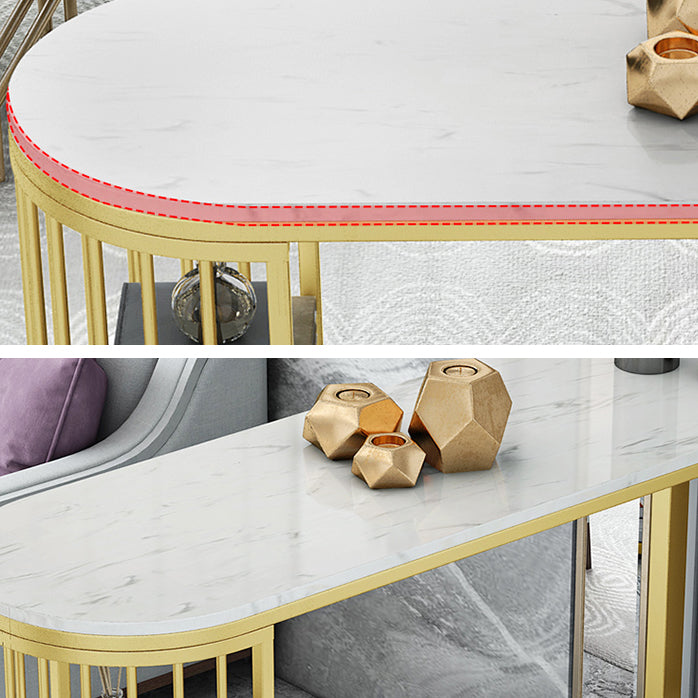 Glam Style Bar Table Faux Marble Double pedestal Bar Dining Table for Living Room