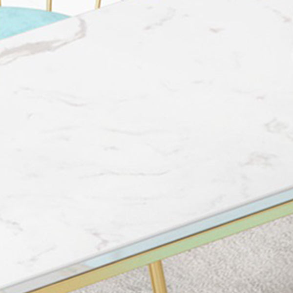 Glam Style Rectangle Bar Table Faux Marble 4 Legs Bar Wine Table