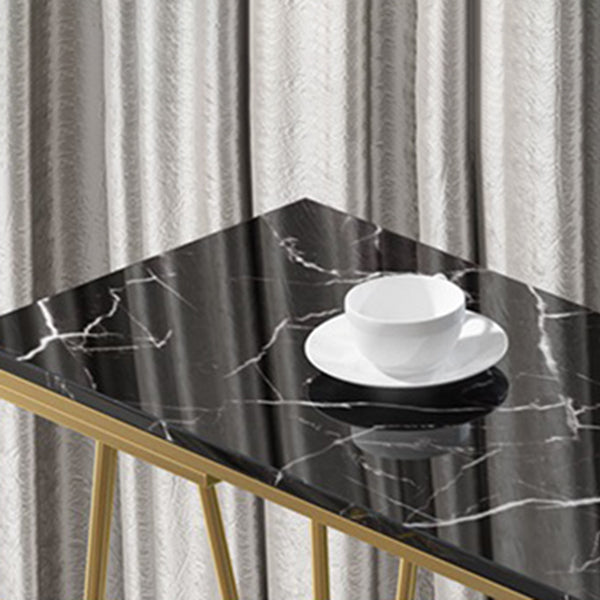 Glam Style Rectangle Bar Table Faux Marble 4 Legs Bar Wine Table