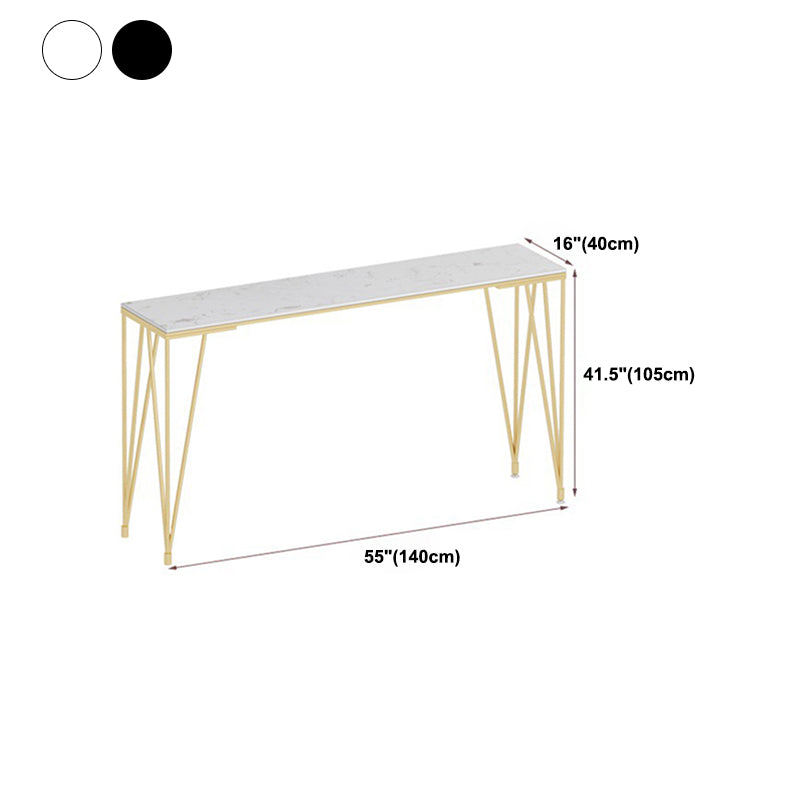 Glam Style Rectangle Bar Table Faux Marble 4 Legs Bar Wine Table