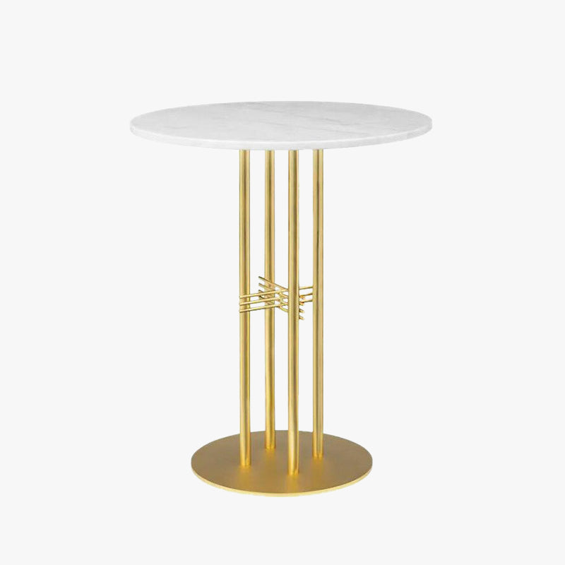 Pedestal Pub Table 41.3"H Glam Round Bar Height Bar Table with Stone Top