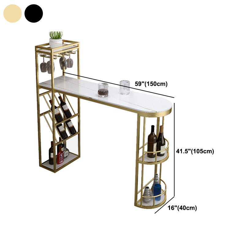Glam Pub Table Specialty Bar Height Bar Table with Stone Top