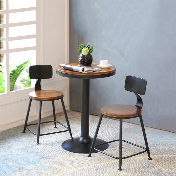 Industrial Brown Bar Dining Table Solid Wood Bistro Table with Metal Base