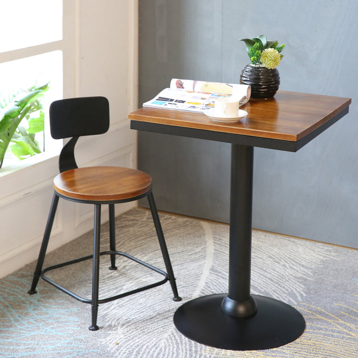Industrial Brown Bar Dining Table Solid Wood Bistro Table with Metal Base
