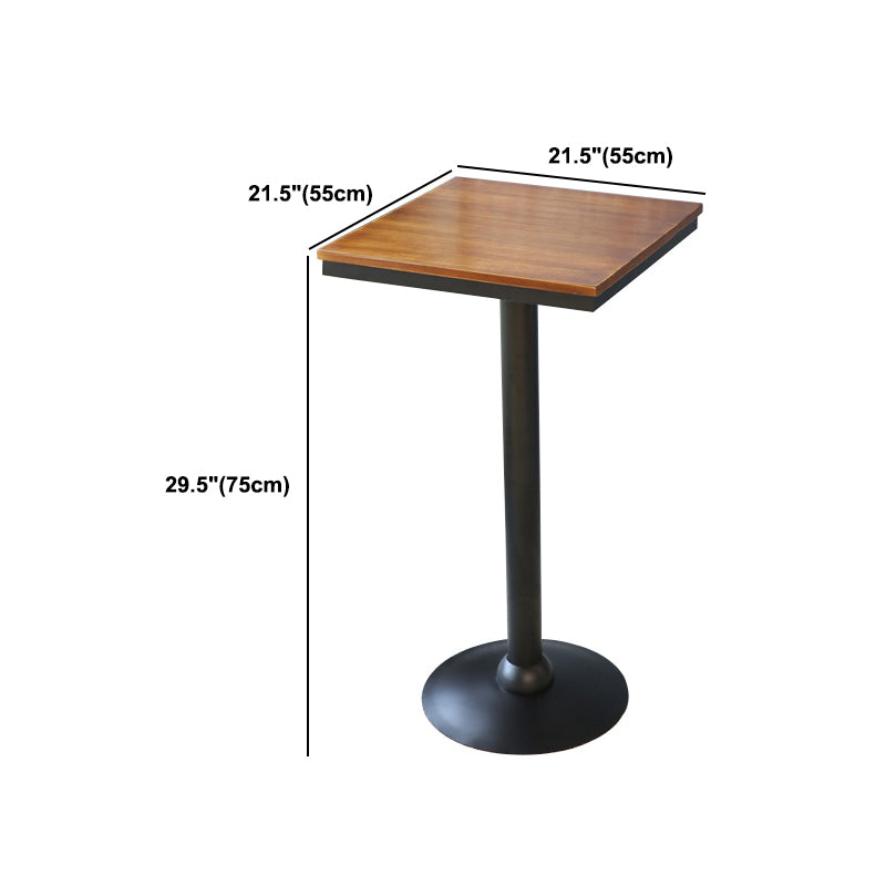 Industrial Brown Bar Dining Table Solid Wood Bistro Table with Metal Base