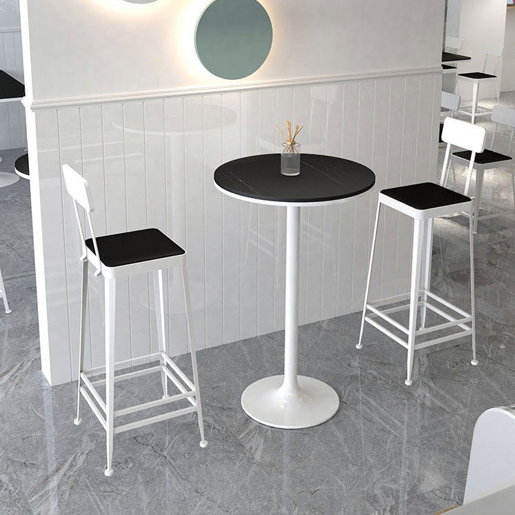 Glam Style Pub Table Round Bar Height 41.3"H Bar Table with Stone Top