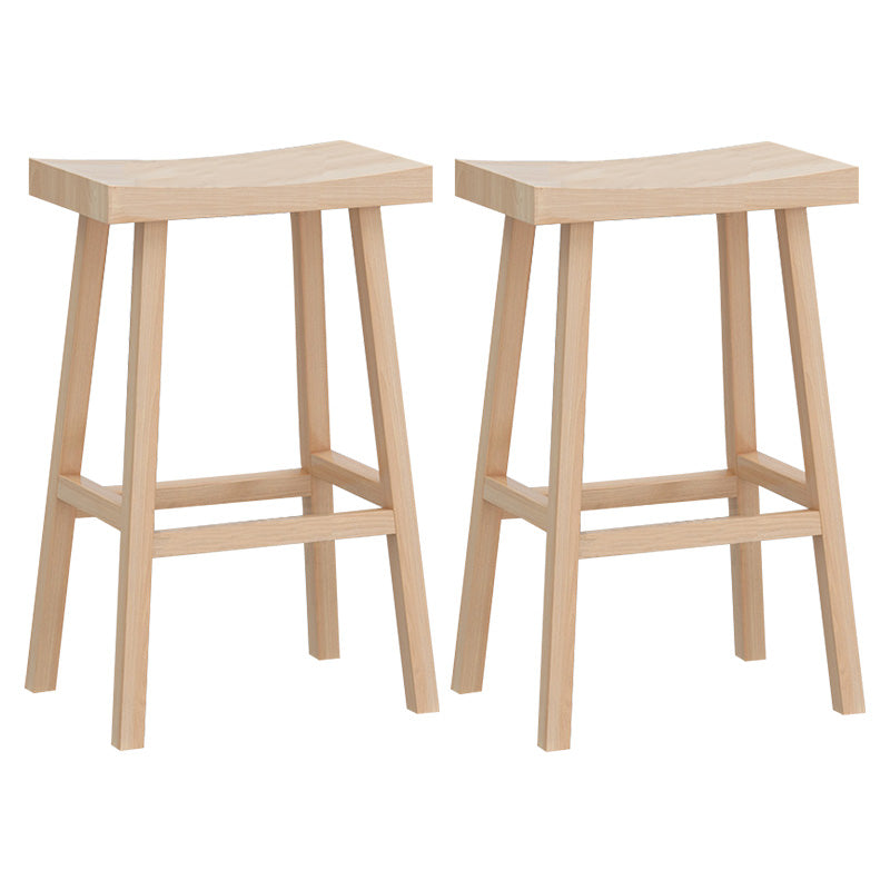 Solid Wood Backless Counter Stool Modern Armless Bar Stool with Wooden Footrest