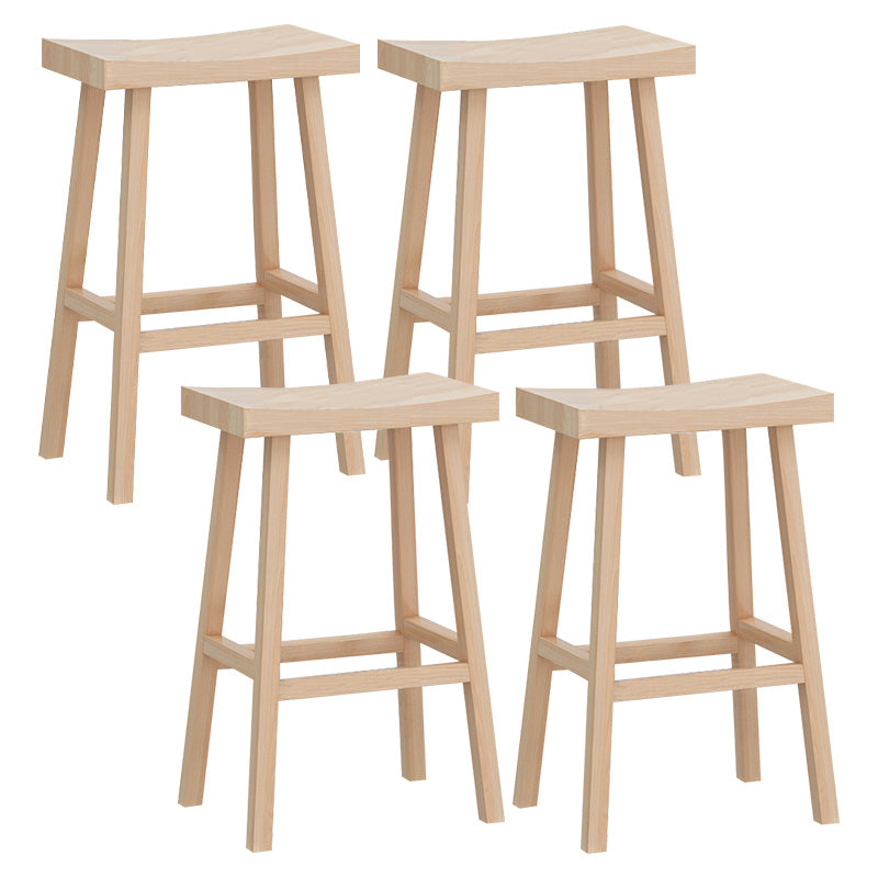Solid Wood Backless Counter Stool Modern Armless Bar Stool with Wooden Footrest