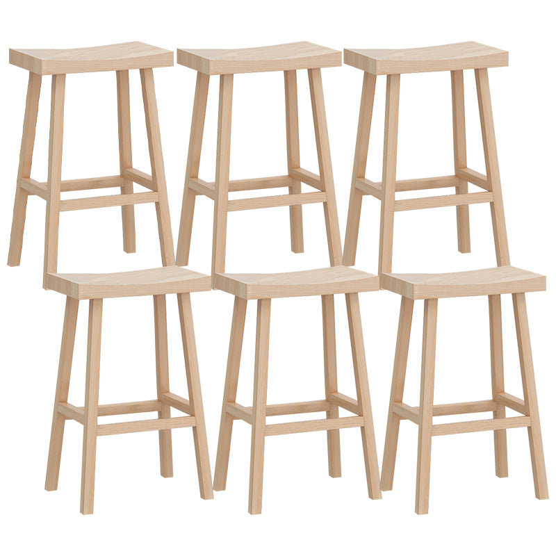 Solid Wood Backless Counter Stool Modern Armless Bar Stool with Wooden Footrest