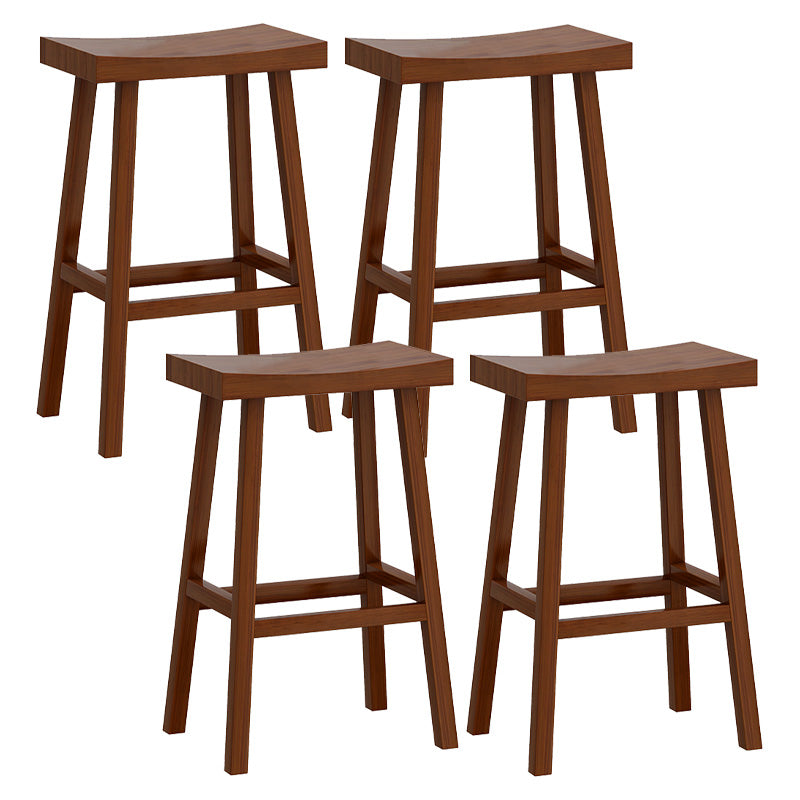 Solid Wood Backless Counter Stool Modern Armless Bar Stool with Wooden Footrest