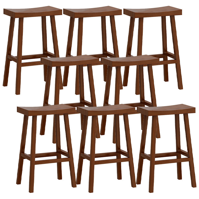 Solid Wood Backless Counter Stool Modern Armless Bar Stool with Wooden Footrest
