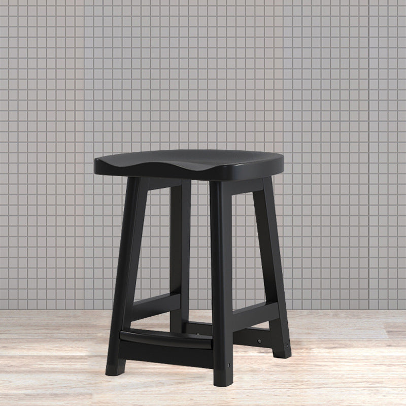 Contemporary Rubberwood Home Stool Solid Wood Backless Barstool